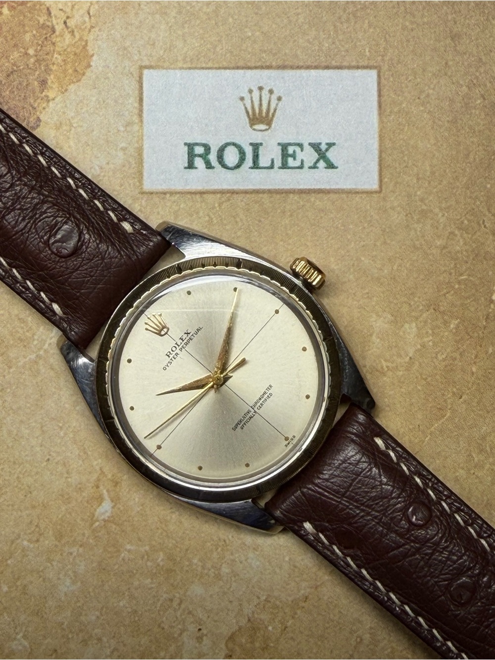 ✅ RARE Rolex with "Zephyr" dial, gold bezel/crown! Classy, Unique, & Elegant!✨👌 - Picture 10 of 11